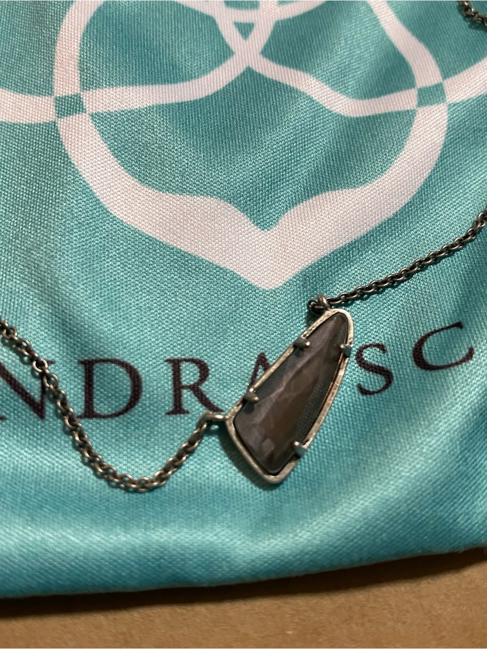 Kendra Scott Silver-Tone bracelet with Faceted Gray Pendant - adjustable